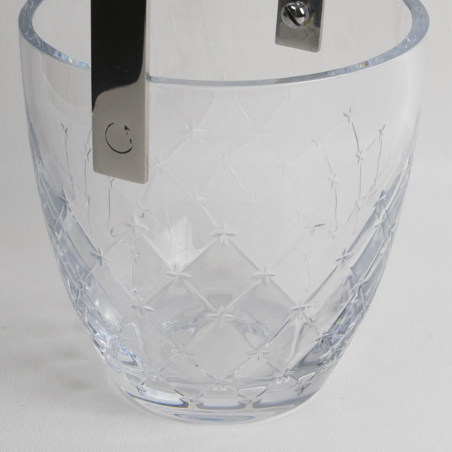 Christian Dior Ice Bucket Cooler Etched Crystal and Stainless Steel 11