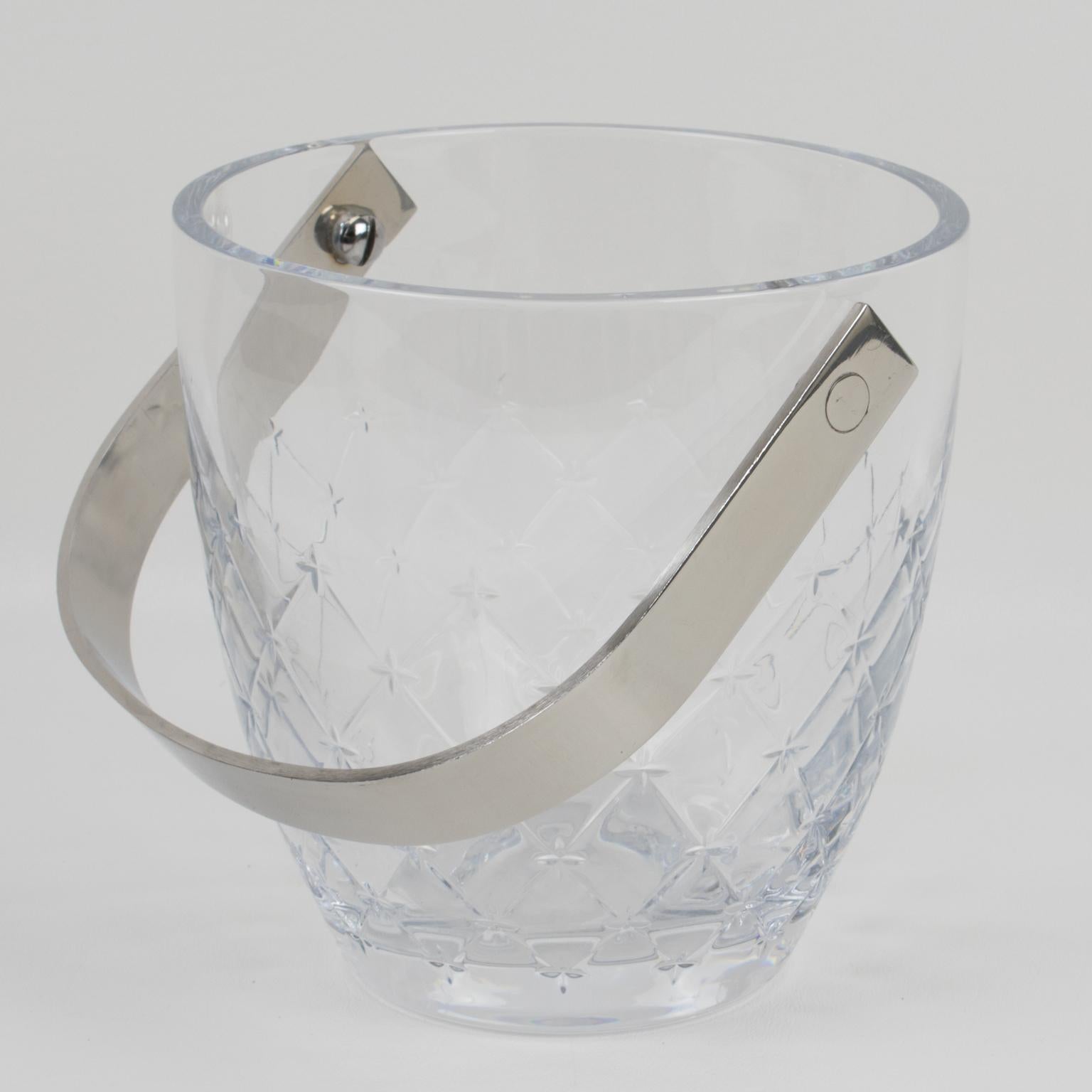 Christian Dior Ice Bucket Cooler Etched Crystal and Stainless Steel In Excellent Condition In Atlanta, GA