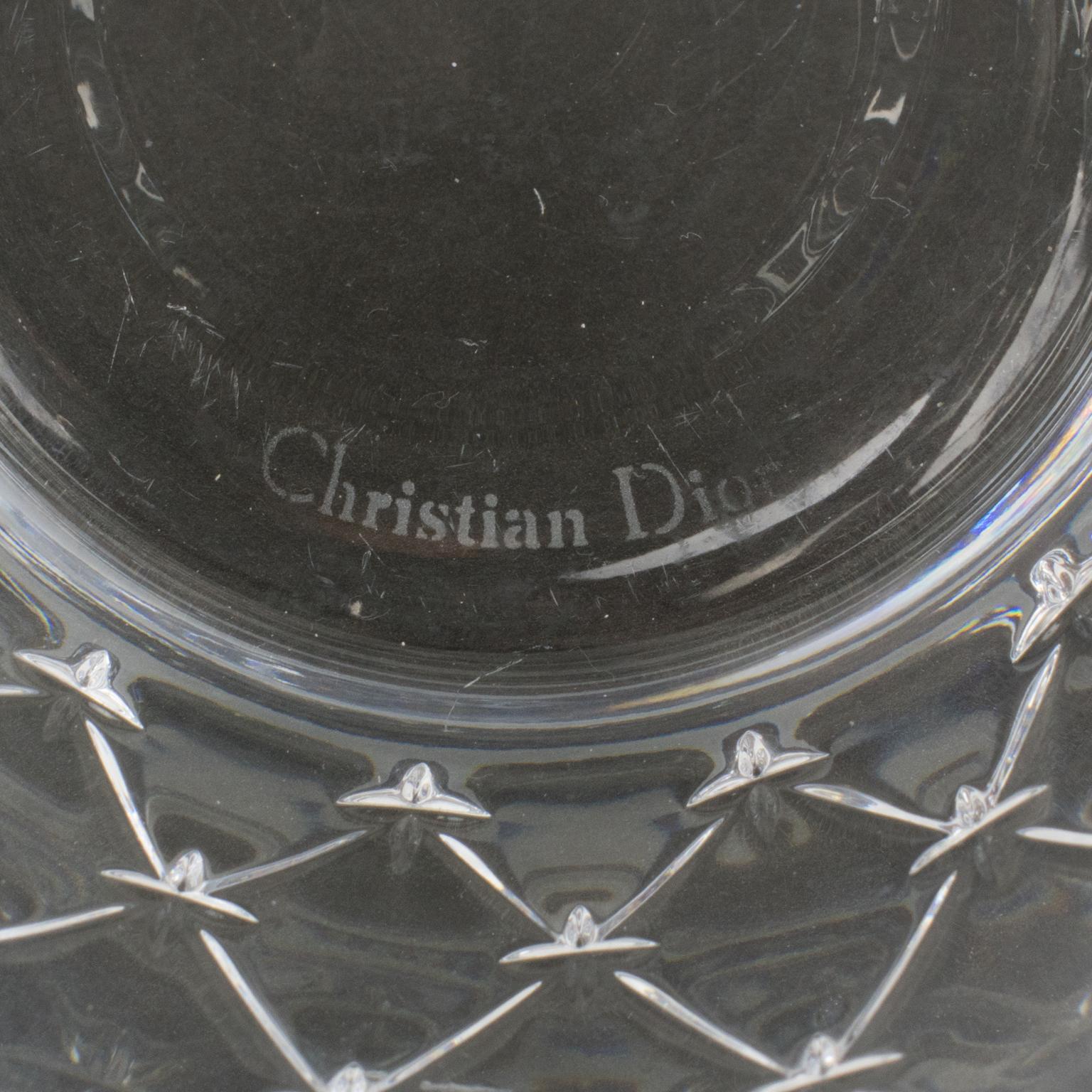 Christian Dior Ice Bucket Cooler Etched Crystal and Stainless Steel 2