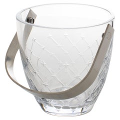 Vintage Christian Dior Ice Bucket Cooler Etched Crystal and Stainless Steel