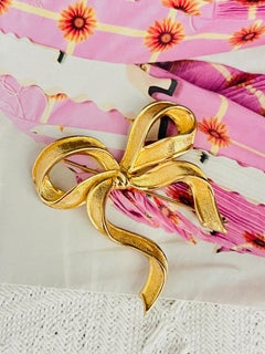 Christian Dior Iconic Rare Gold Large Bow Ribbon Knot Wavy Butterfly Brooch