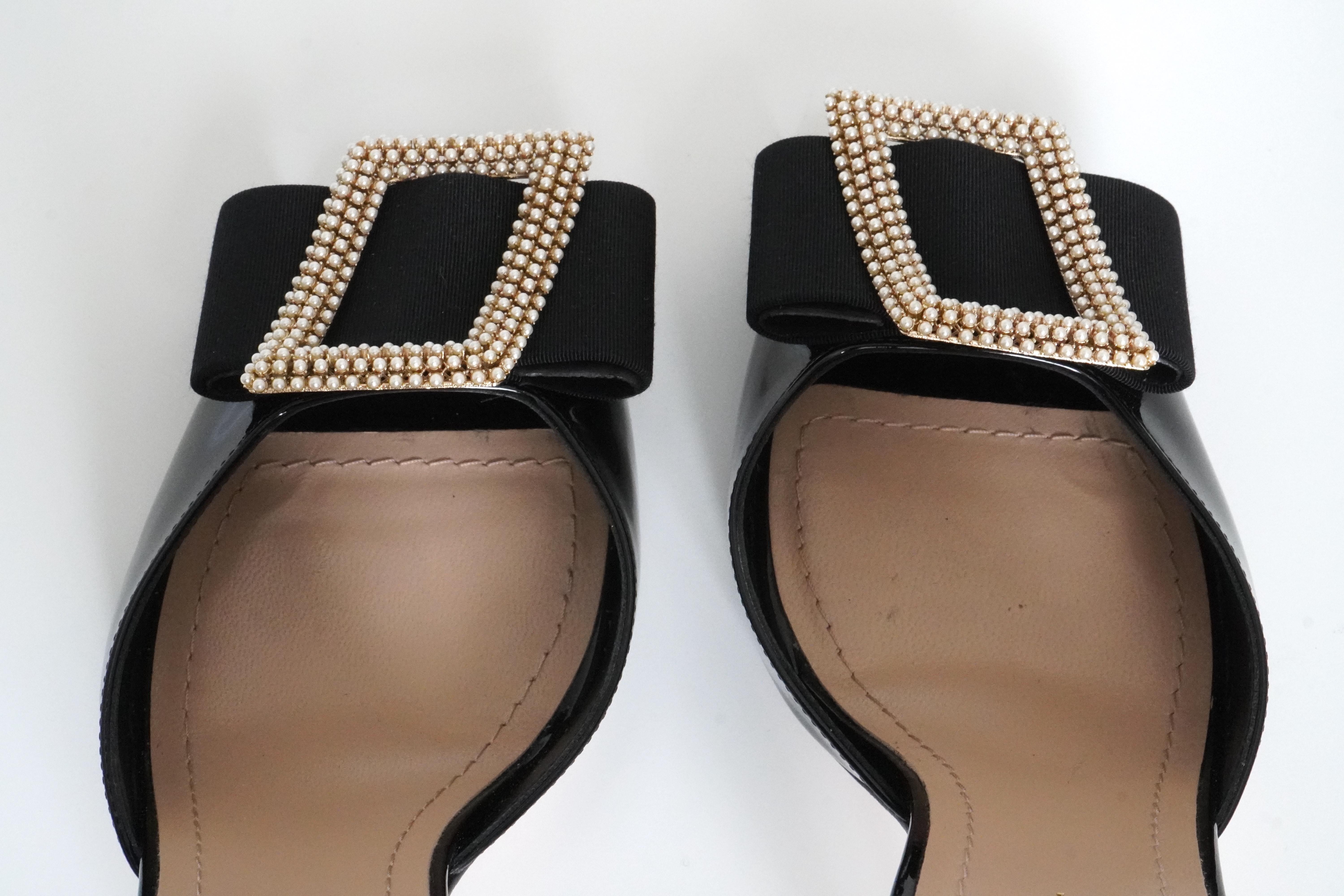 Christian Dior Idylle Black Patent Leather Heeled Sandals sz 38.5 5