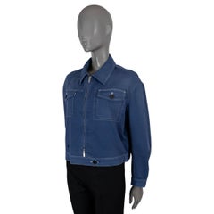 CHRISTIAN DIOR indigo blue cotton 2017 HAND PRINT DENIM Jacket XS