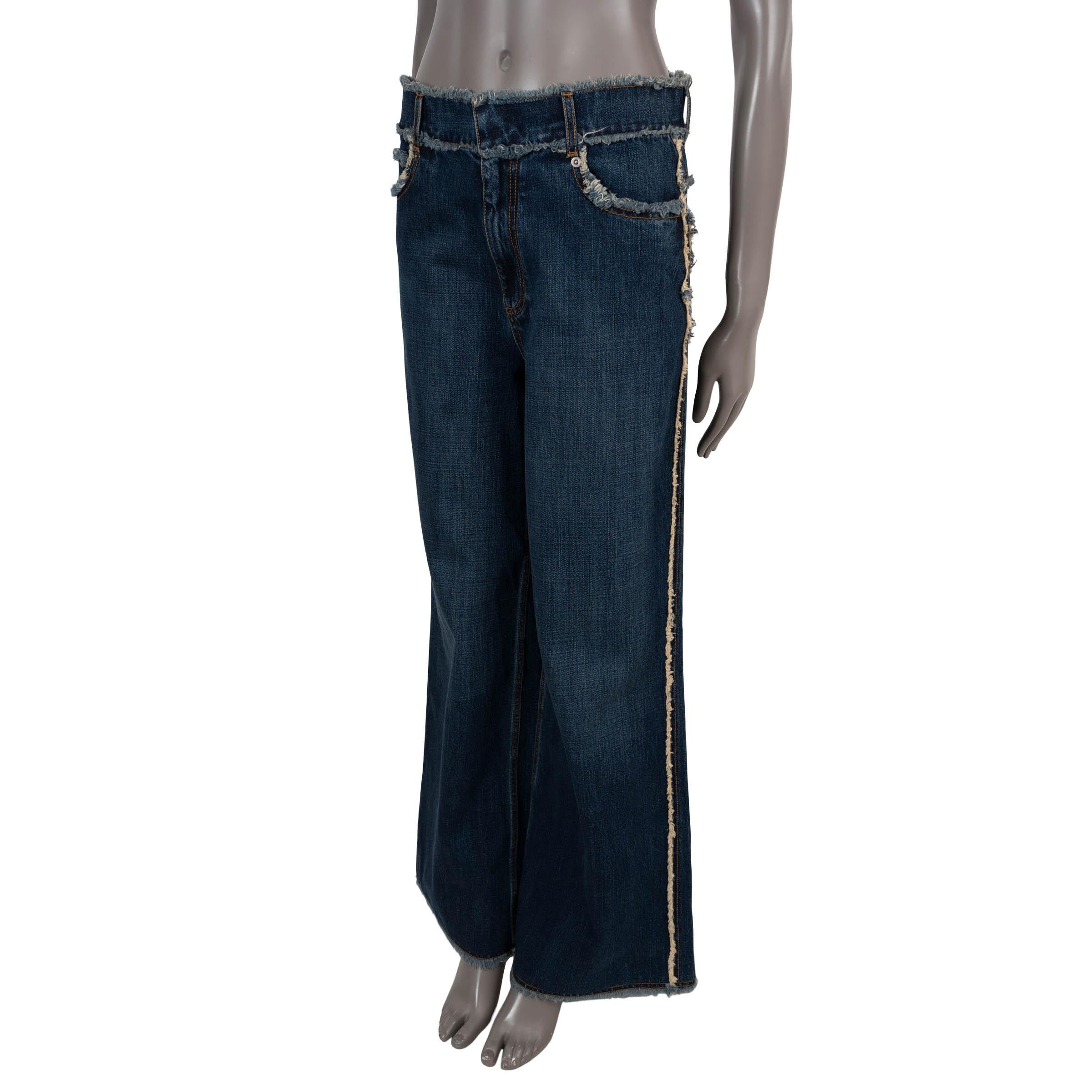 100% authentic Christian Dior wide-leg jeans in indigo blue denim cotton (100%). Feature frayed trim and classic five pocket design. Has been worn and is in excellent condition.

2020 Resort

Measurements
Model	012P05A3321
Tag Size	38
Size	S
Waist