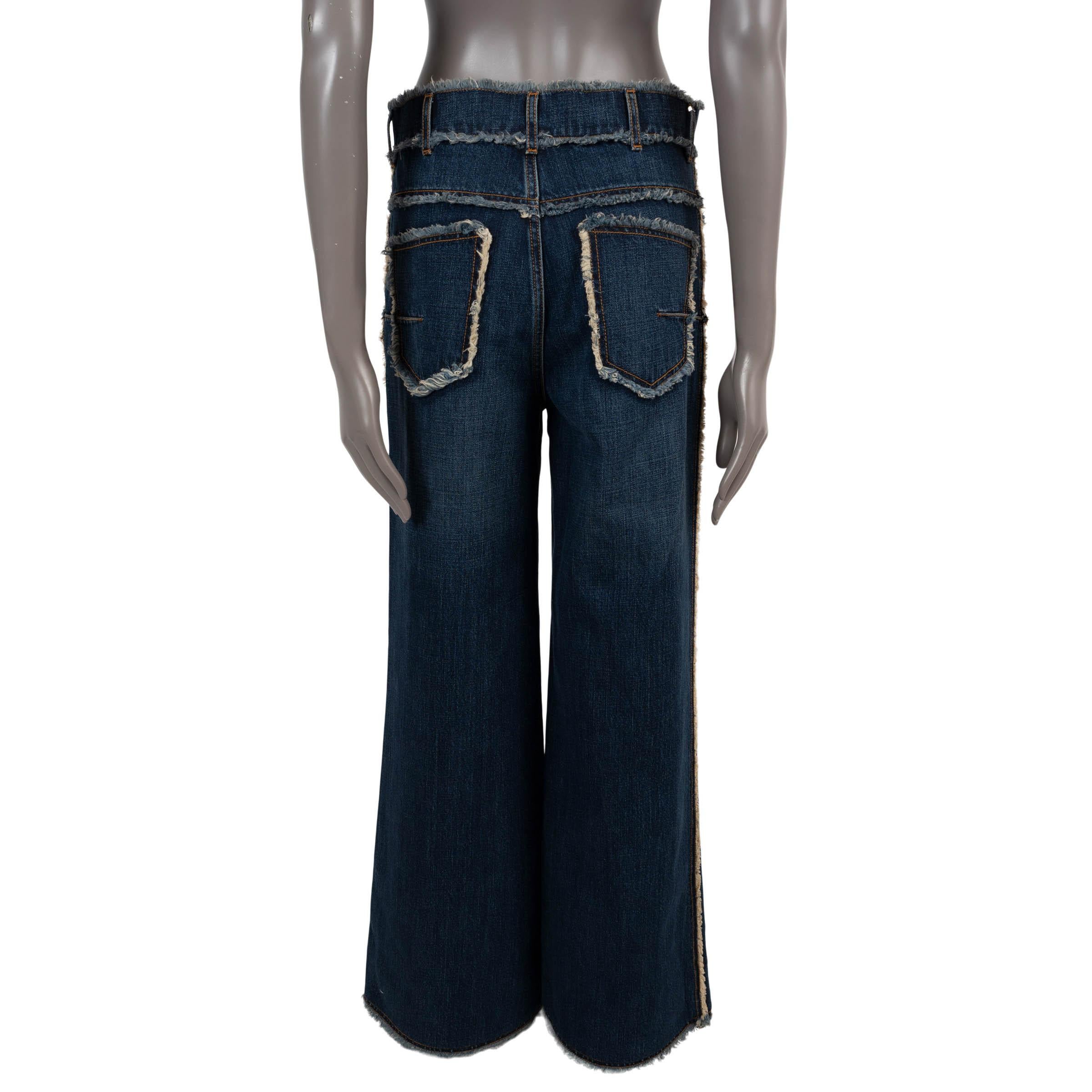 Women's CHRISTIAN DIOR indigo blue cotton 2020 FRAYED DENIM Jeans Pants 38 S