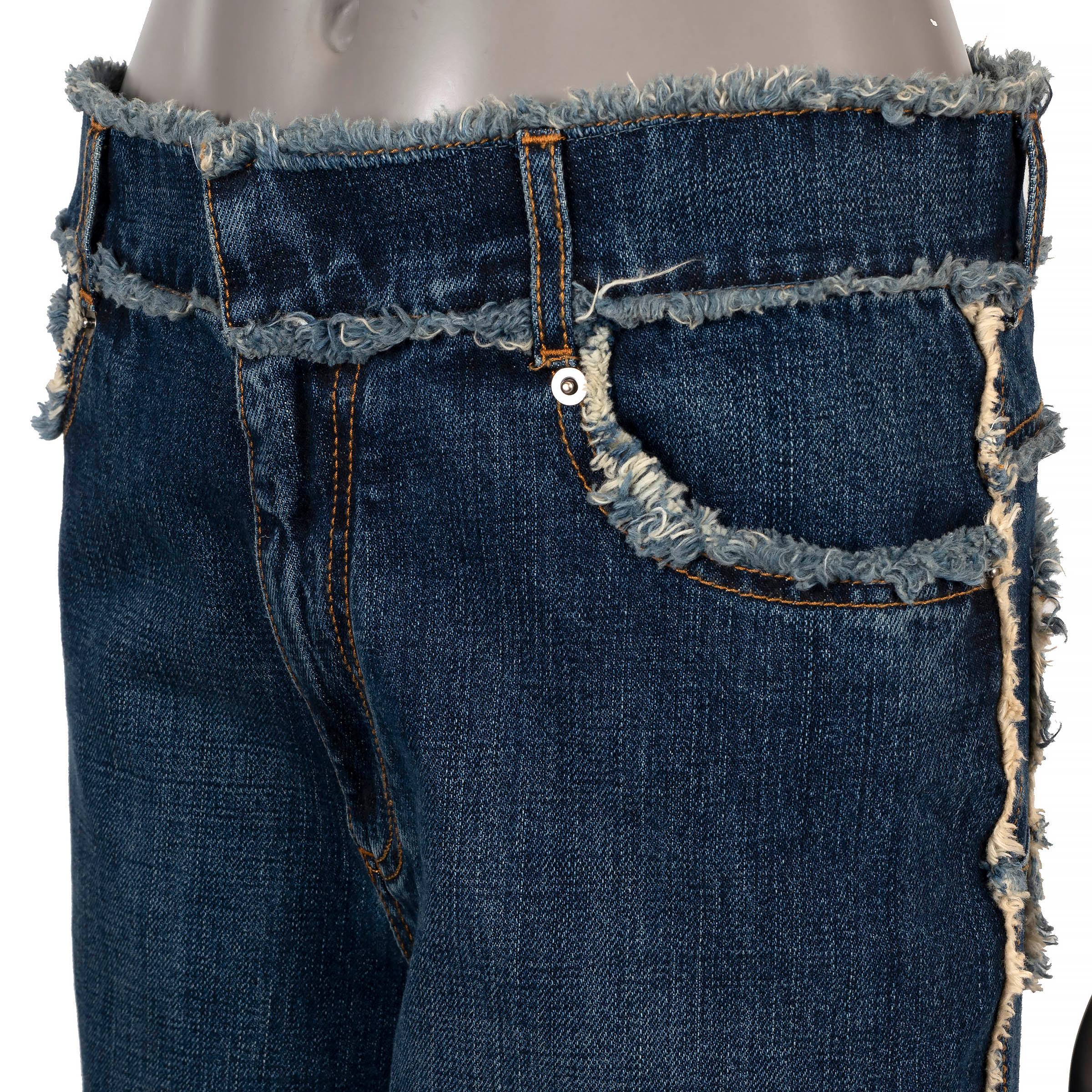 CHRISTIAN DIOR indigo blue cotton 2020 FRAYED DENIM Jeans Pants 38 S 1