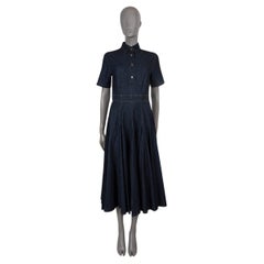 CHRISTIAN DIOR indigo blue cotton 2023 FLARED DENIM MIDI SHIRT Dress 34 XS