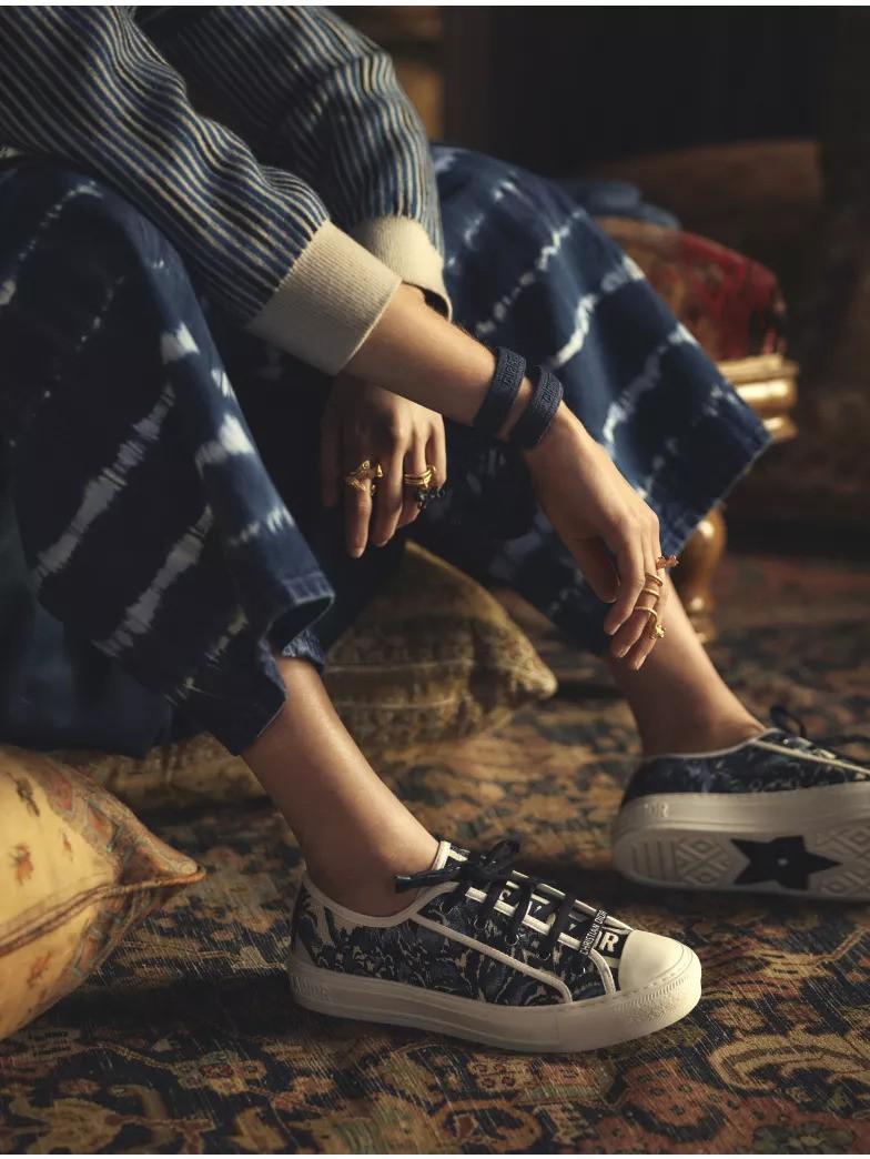 CHRISTIAN DIOR indigo Palm canvas 2021 WALK'N'DIOR Sneakers Shoes 37 5