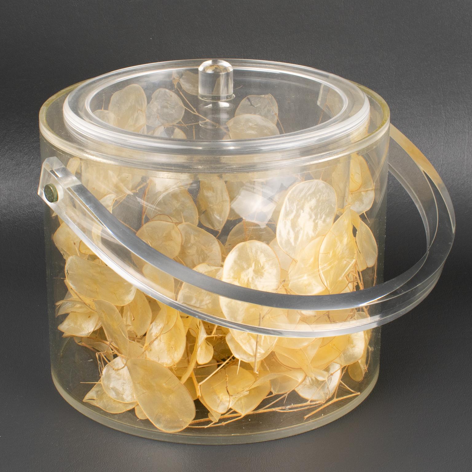 Christian Dior Interior Barware Lucite Eiskübel mit getrockneten Lunarien, um 1970 (Moderne) im Angebot