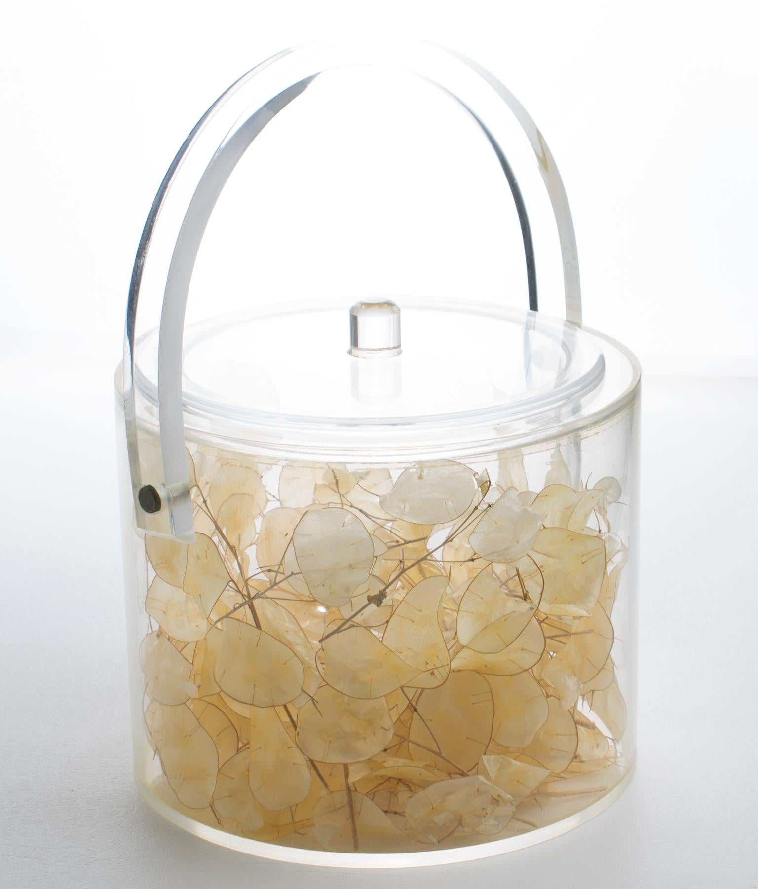 Christian Dior Interior Barware Lucite Eiskübel mit getrockneten Lunarien, um 1970 (Französisch) im Angebot