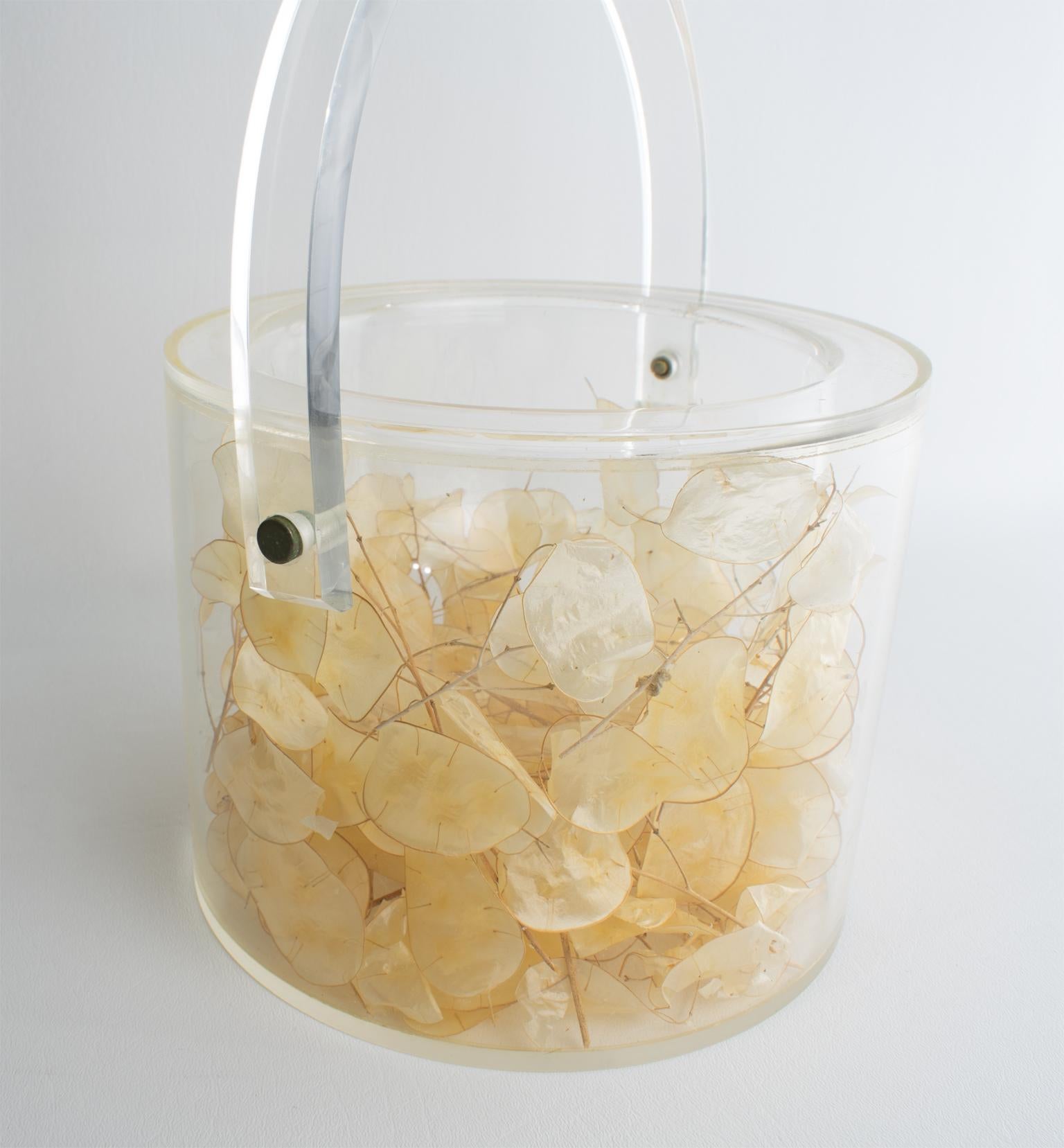 Christian Dior Interior Barware Lucite Eiskübel mit getrockneten Lunarien, um 1970 im Angebot 3