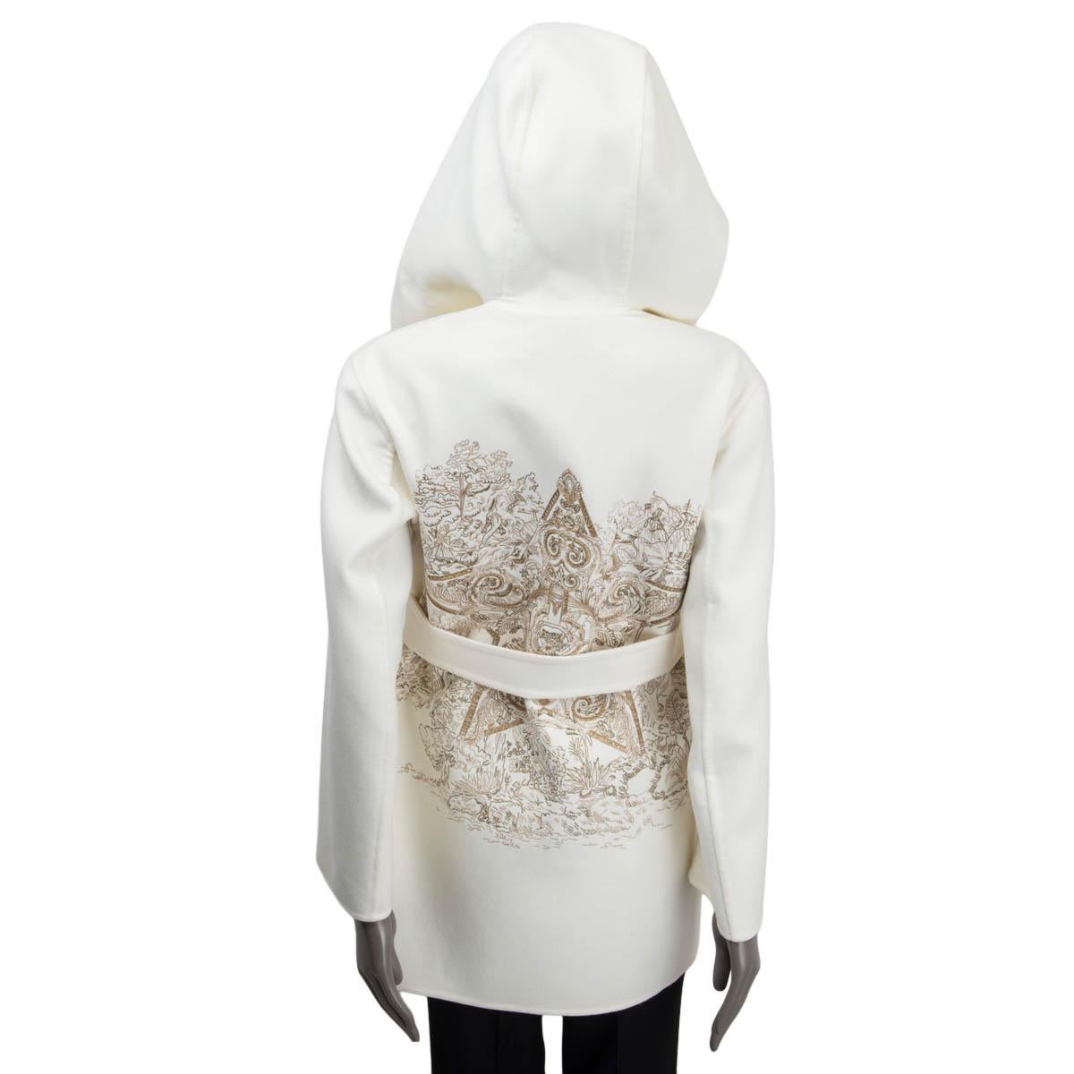 CHRISTIAN DIOR ivory 2022 AROUND THE WORLD EMBROIDERED BELTED Jacket 36 XS For Sale 1