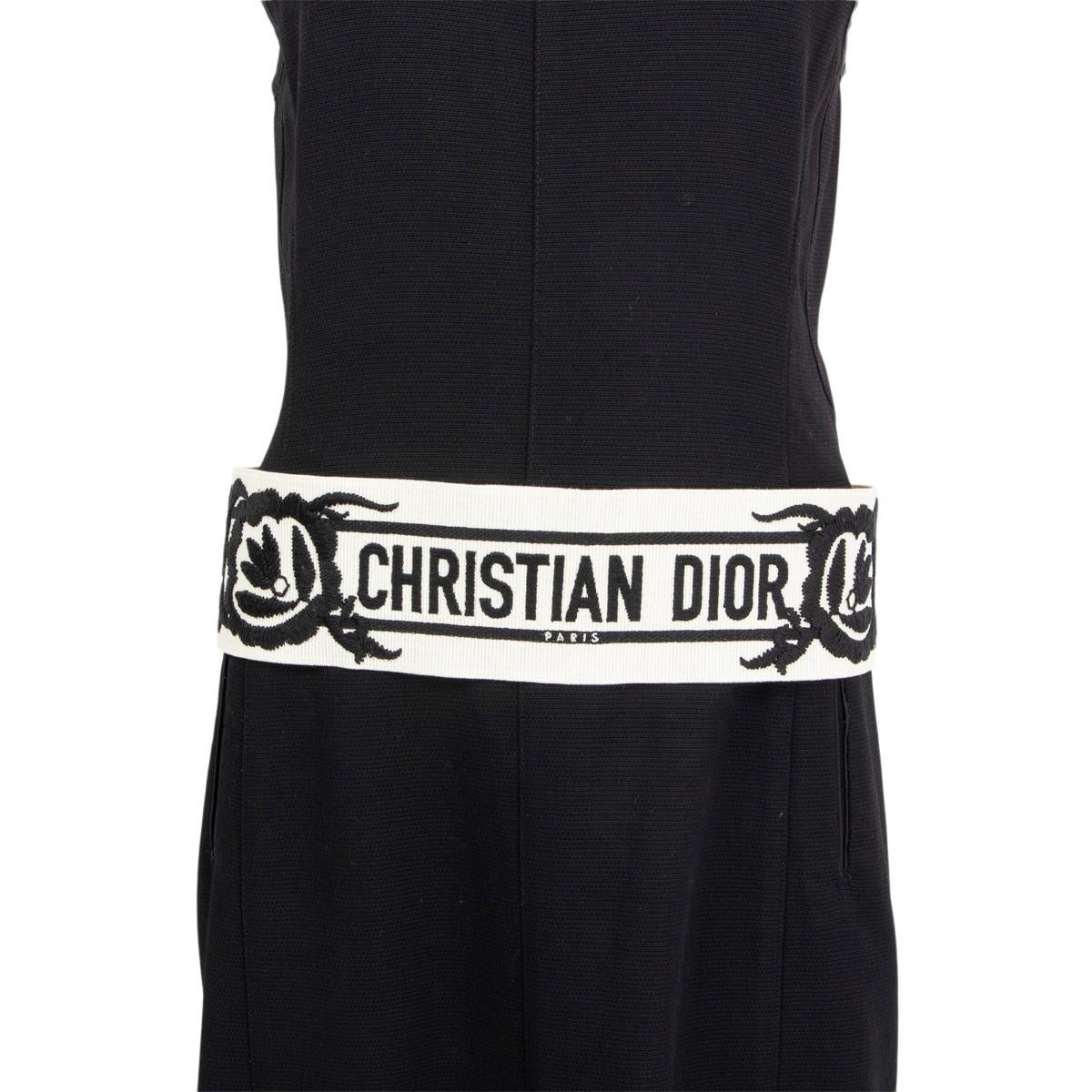 100% authentic Christian Dior braided tie belt in ivory grosgrain fabric embellished with black embroidery and logo lettering. Has been worn and is in excellent condition. 

2019 Resort

Measurements
Tag Size	one size
Width	8.5cm (3.3in)
Fits	102cm