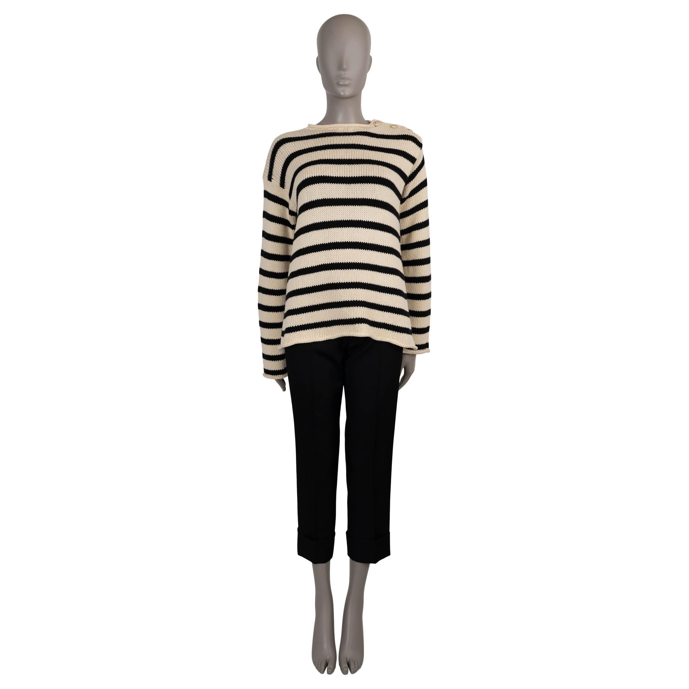 Donna CHRISTIAN DIOR Maglione a righe in cotone avorio e nero 2020 MARINIERE 40 M. in vendita