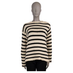 CHRISTIAN DIOR Maglione a righe in cotone avorio e nero 2020 MARINIERE 40 M.