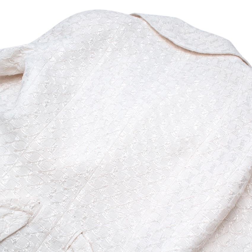 Christian Dior Ivory Cotton Blend Textured Bar Jacket - Size US 10 For Sale 2