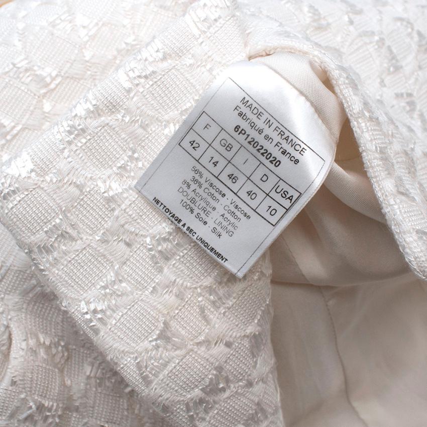 Christian Dior Ivory Cotton Blend Textured Bar Jacket - Size US 10 For Sale 1