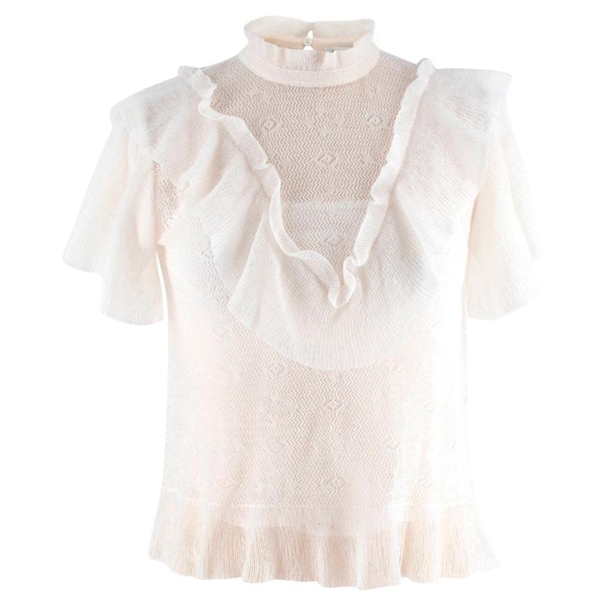 Christian Dior Ivory Mohair-Blend Pointelle Knitted top US 4 For Sale