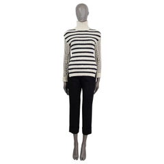 CHRISTIAN DIOR marfil y lana azul marino 2022 STRIPED OPEN BACK TURTLENECK Jersey M