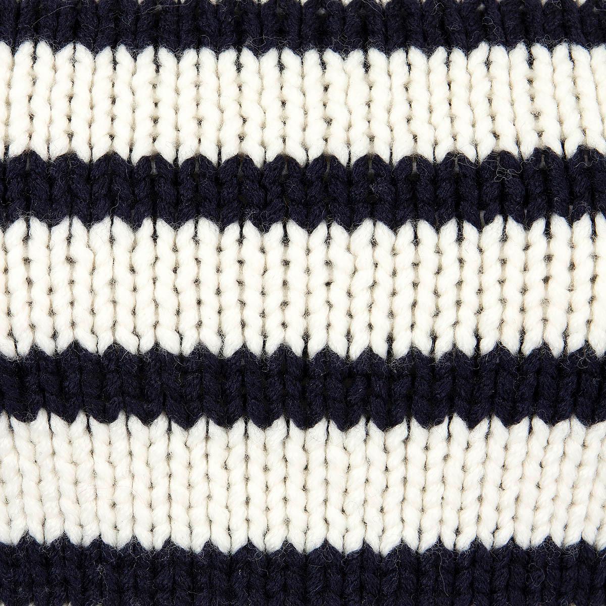 CHRISTIAN DIOR ivory & navy wool 2022 STRIPED OPEN BACK TURTLENECK Sweater M For Sale 2