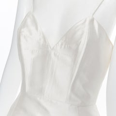 CHRISTIAN DIOR ivory sweetheart spaghetti strap fit flared mini dress FR42 L