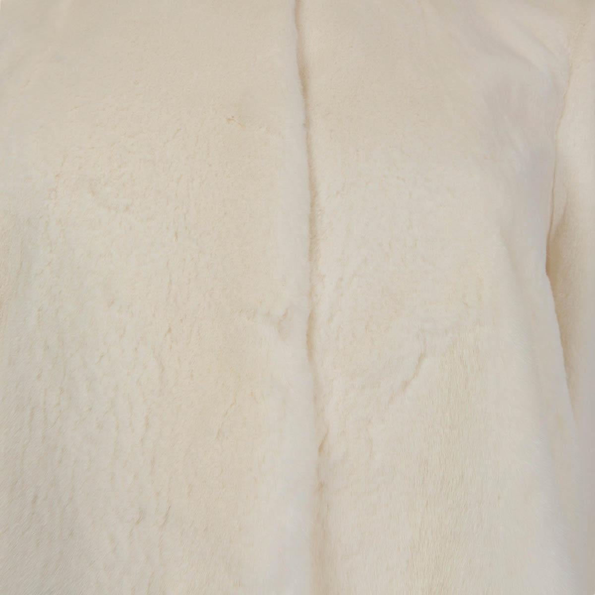 Women's CHRISTIAN DIOR ivory white MINK FUR COLLARLESS CROPPED Jacket 38 S For Sale