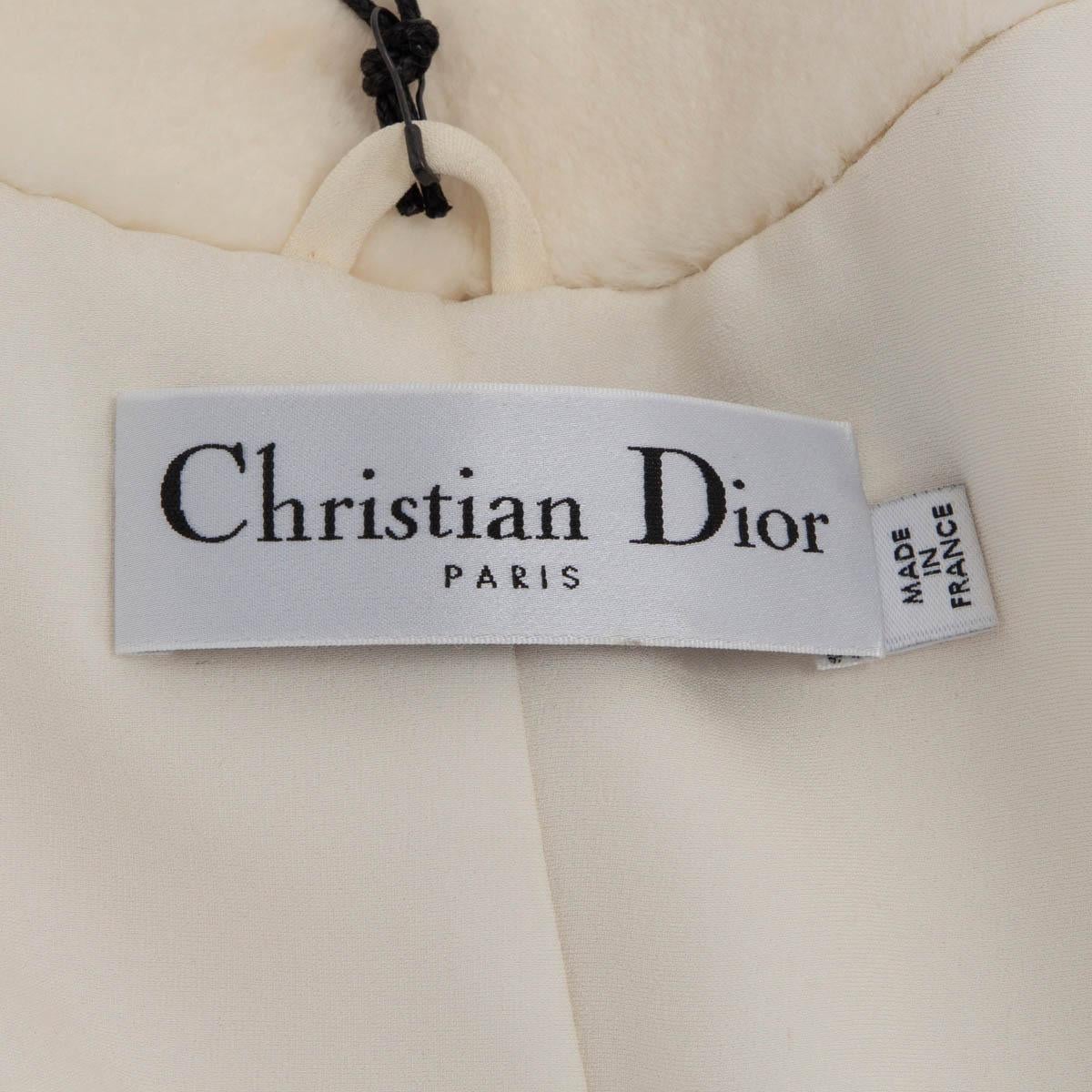 CHRISTIAN DIOR ivory white MINK FUR COLLARLESS CROPPED Jacket 38 S For Sale 1