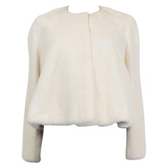 CHRISTIAN DIOR avorio bianco Pelliccia di minkia senza collare Giacca incrociata 38 S. White