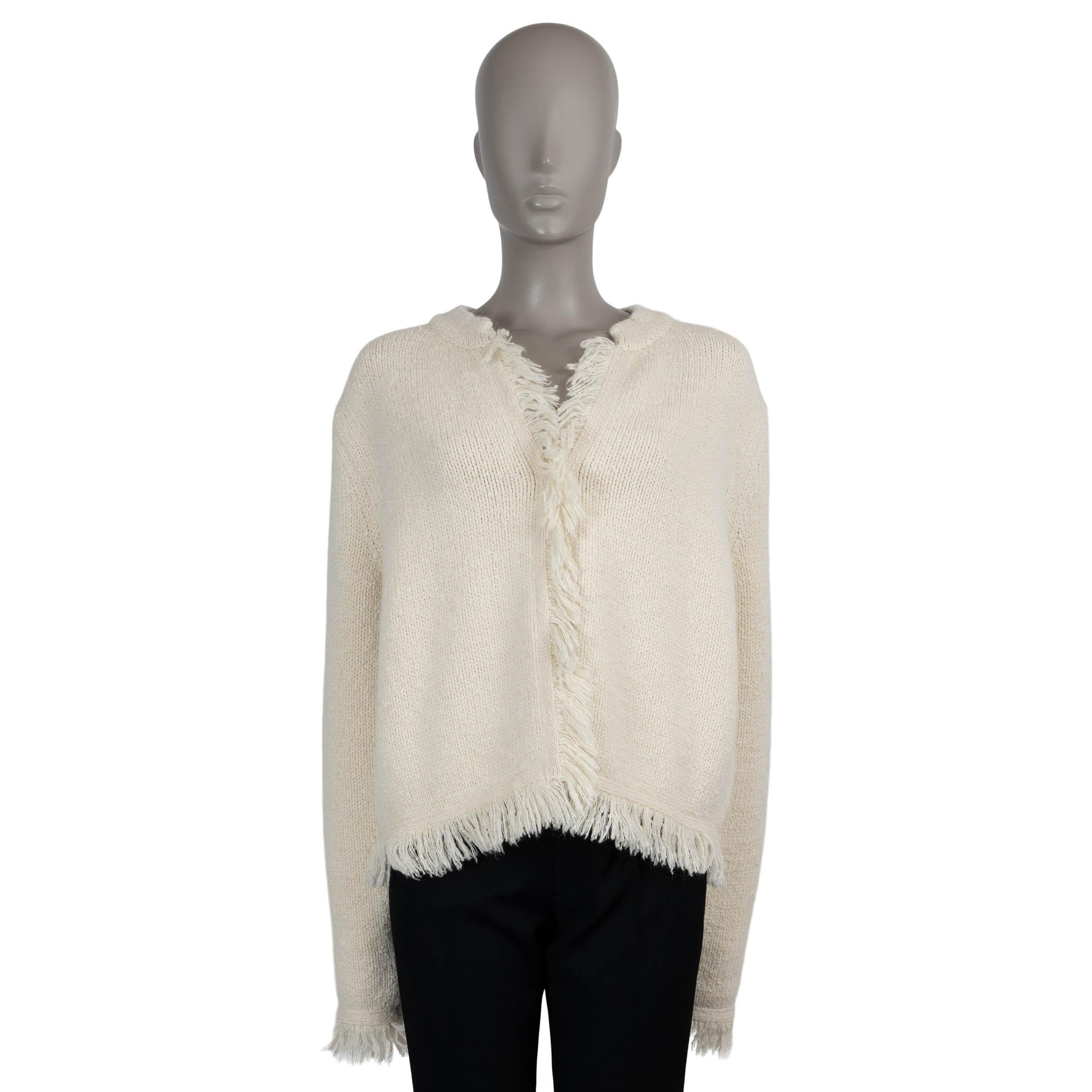 CHRISTIAN DIOR elfenbeinfarbene Wolle 2024 BUTTERFLY EMBROIDERED KNIT Jacke 40 M