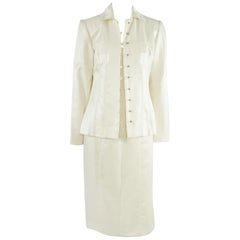 Christian Dior Ivory Wool Blend Dress and Jacket - 38 & 40