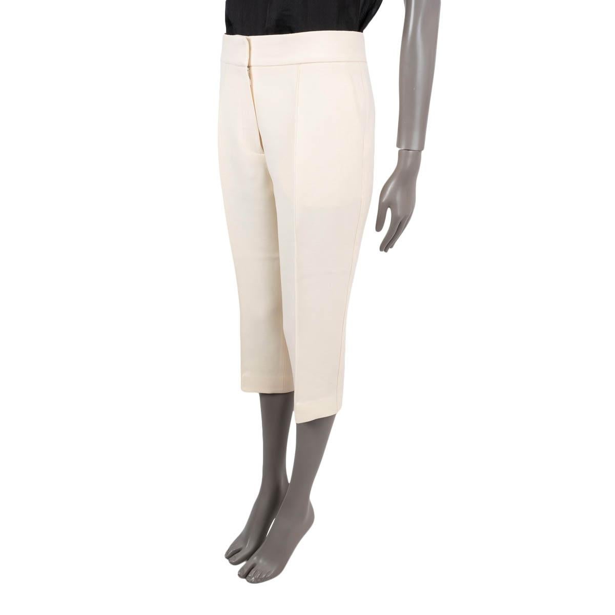 Beige CHRISTIAN DIOR ivory wool & silk 2020 30 MONTAIGNE CROPPED Pants 38 S For Sale