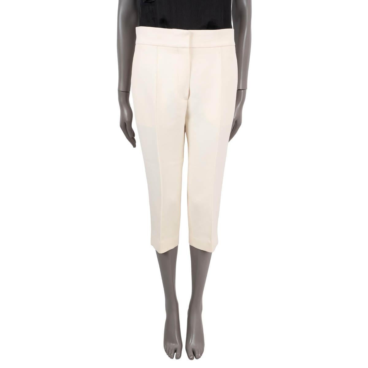 CHRISTIAN DIOR ivory wool & silk 2020 30 MONTAIGNE CROPPED Pants 38 S For Sale