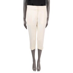 CHRISTIAN DIOR ivory wool & silk 2020 30 MONTAIGNE CROPPED Pants 38 S