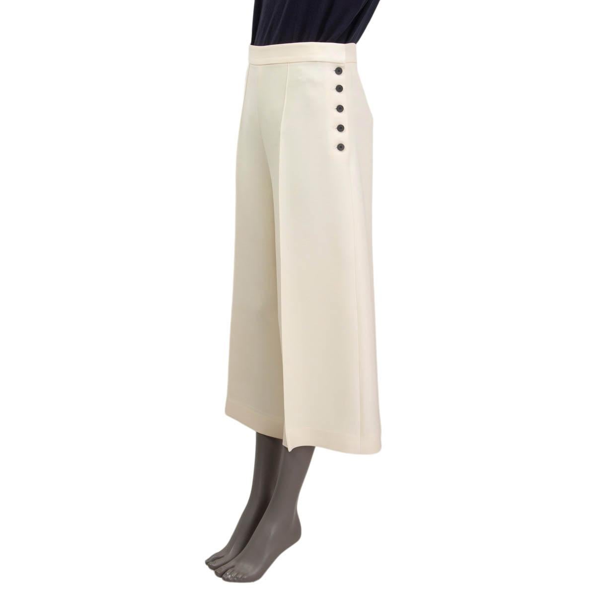 Beige CHRISTIAN DIOR ivory wool & silk PLEATED WIDE CROPPED Pants 36 XS