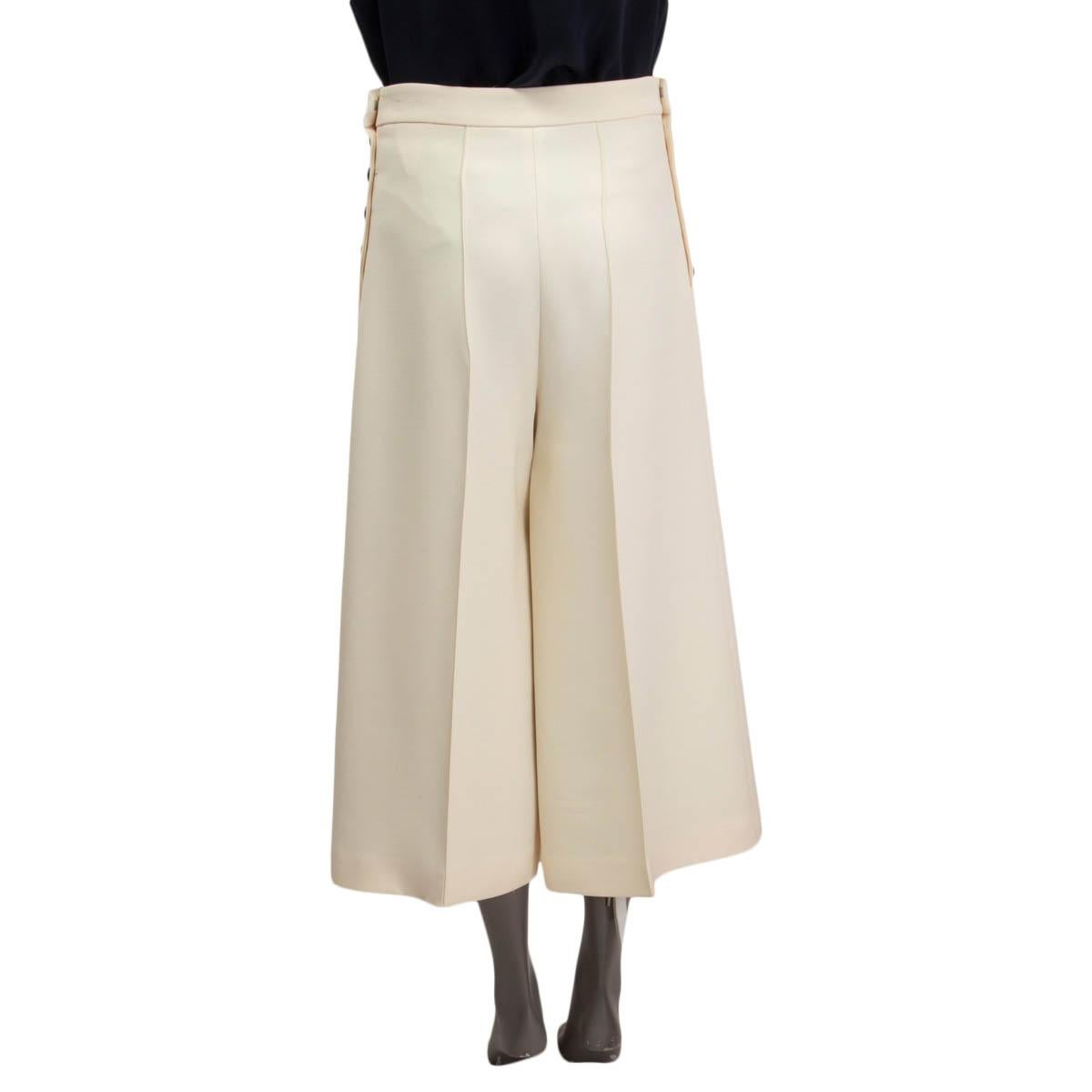 Women's CHRISTIAN DIOR ivory wool & silk PLEATED WIDE CROPPED Pants 36 XS
