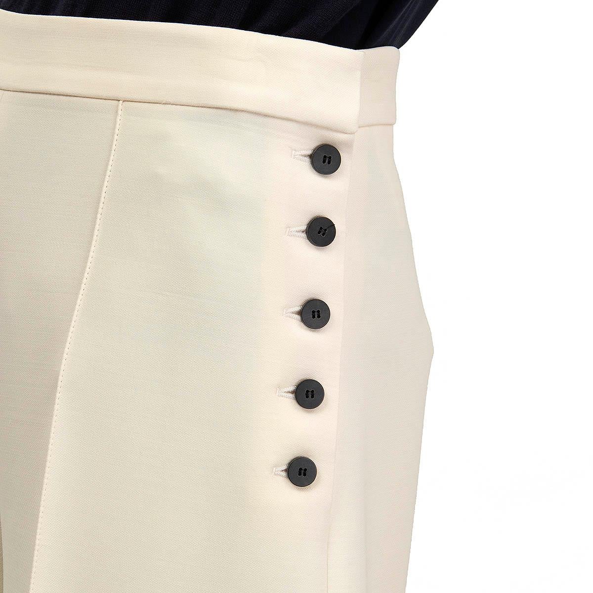 CHRISTIAN DIOR ivory wool & silk PLEATED WIDE CROPPED Pants 36 XS 1
