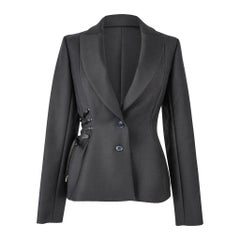 Christian Dior Jacket One Side Lace Up Black Shaped Blazer 38 / 6 New