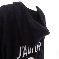 CHRISTIAN DIOR J'Adior 8 100% cashmere print back hood oversized sweater FR34 XS