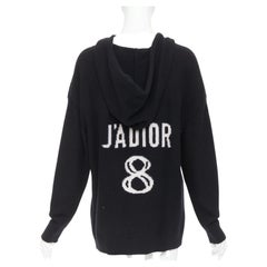 CHRISTIAN DIOR J'Adior 8 100% cashmere print back hood oversized sweater FR34 XS
