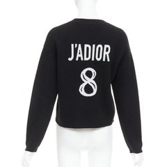 CHRISTIAN DIOR J'adior 8 black cashmere blend  crew neck crop sweater FR34 XS
