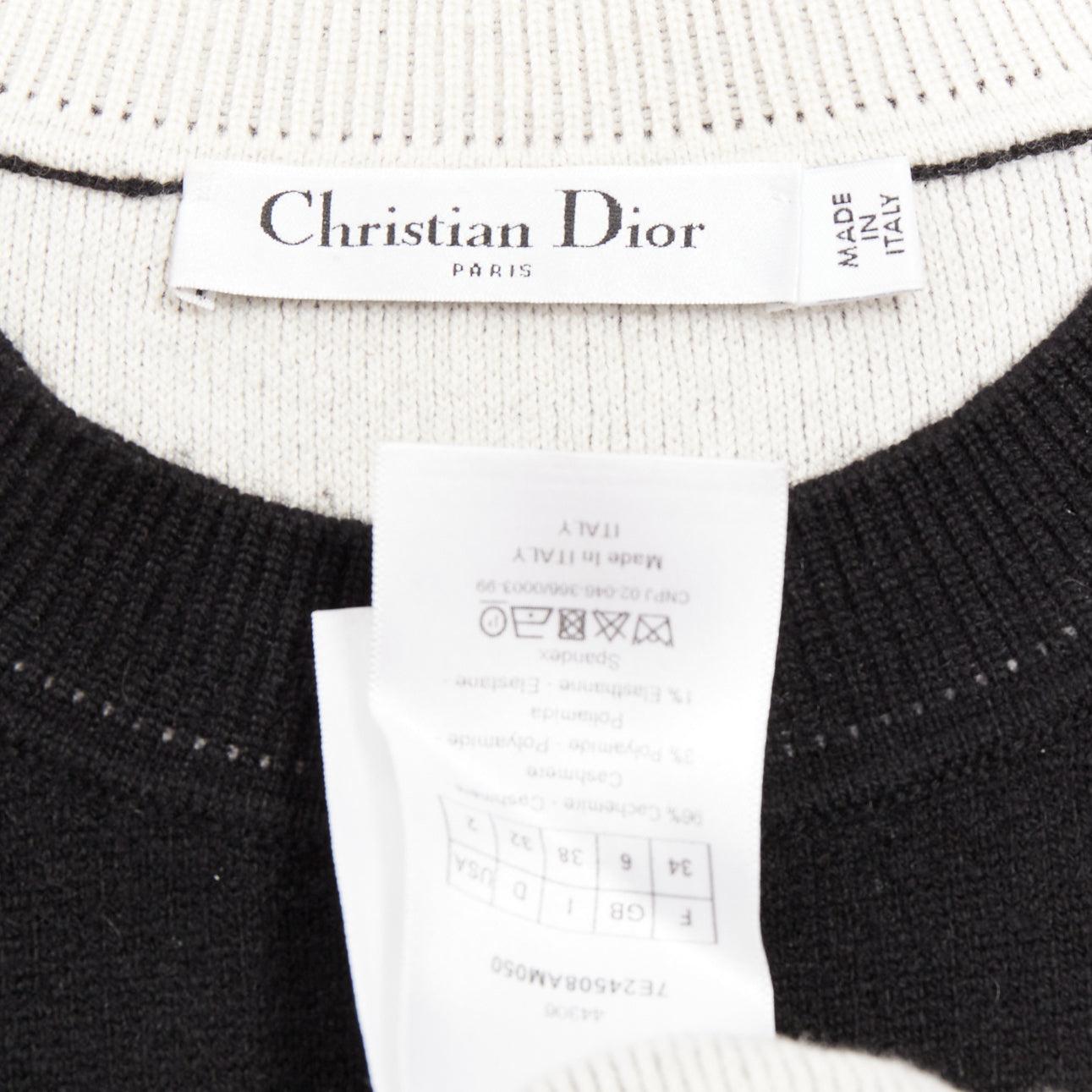 CHRISTIAN DIOR J'adior 8 black cashmere blend  crew neck crop sweater FR34 XS en venta 3