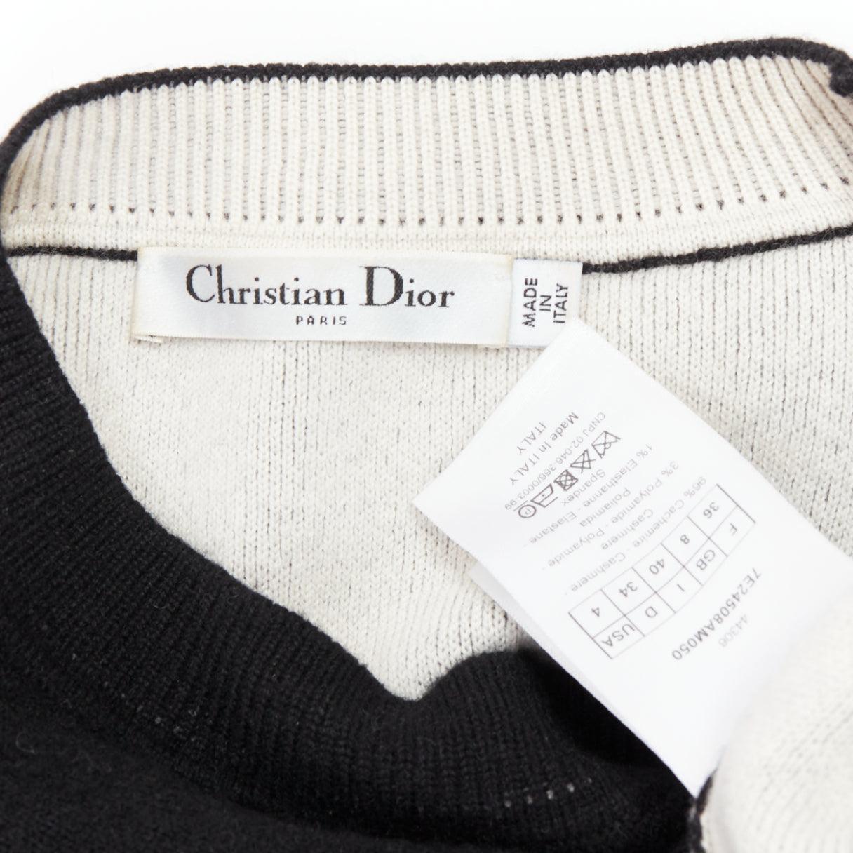 CHRISTIAN DIOR JADIOR 8 black cashmere blend pullover sweater FR36 S For Sale 3