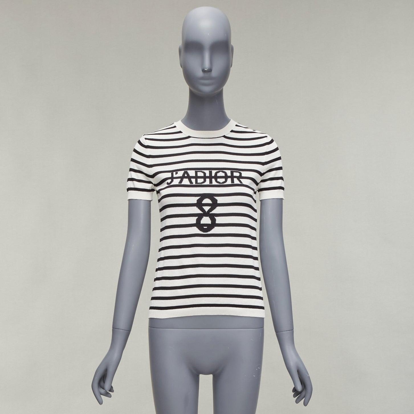 CHRISTIAN DIOR Jadior 8 negro crema jersey manga corta cuello redondo FR34 XS en venta 5