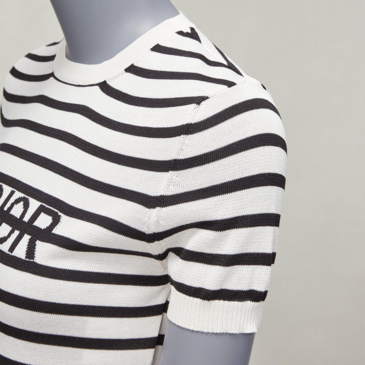 CHRISTIAN DIOR Jadior 8 negro crema jersey manga corta cuello redondo FR34 XS en venta 3