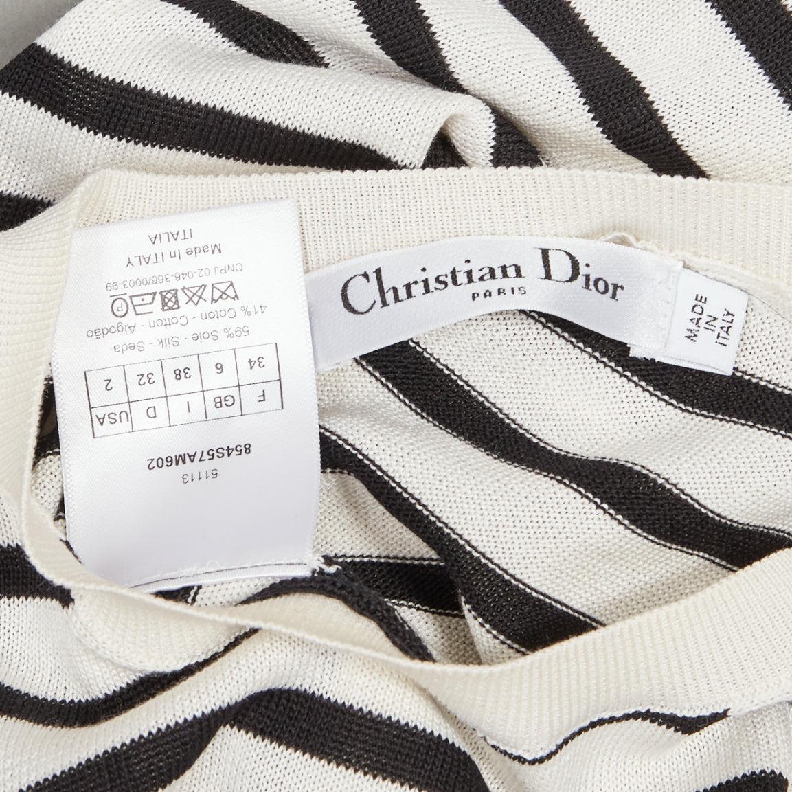 CHRISTIAN DIOR Jadior 8 black cream short sleeve crew neck sweater FR34 XS For Sale 5
