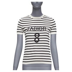 CHRISTIAN DIOR Jadior 8 black cream short sleeve crew neck sweater FR34 XS