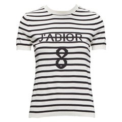 CHRISTIAN DIOR Jadior 8 black cream short sleeve crew neck sweater FR34 XS