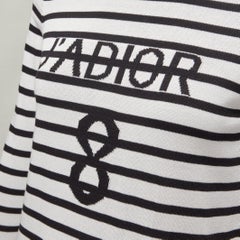 CHRISTIAN DIOR Jadior 8 black cream silk cotton long sleeve crew sweater FR34 XS