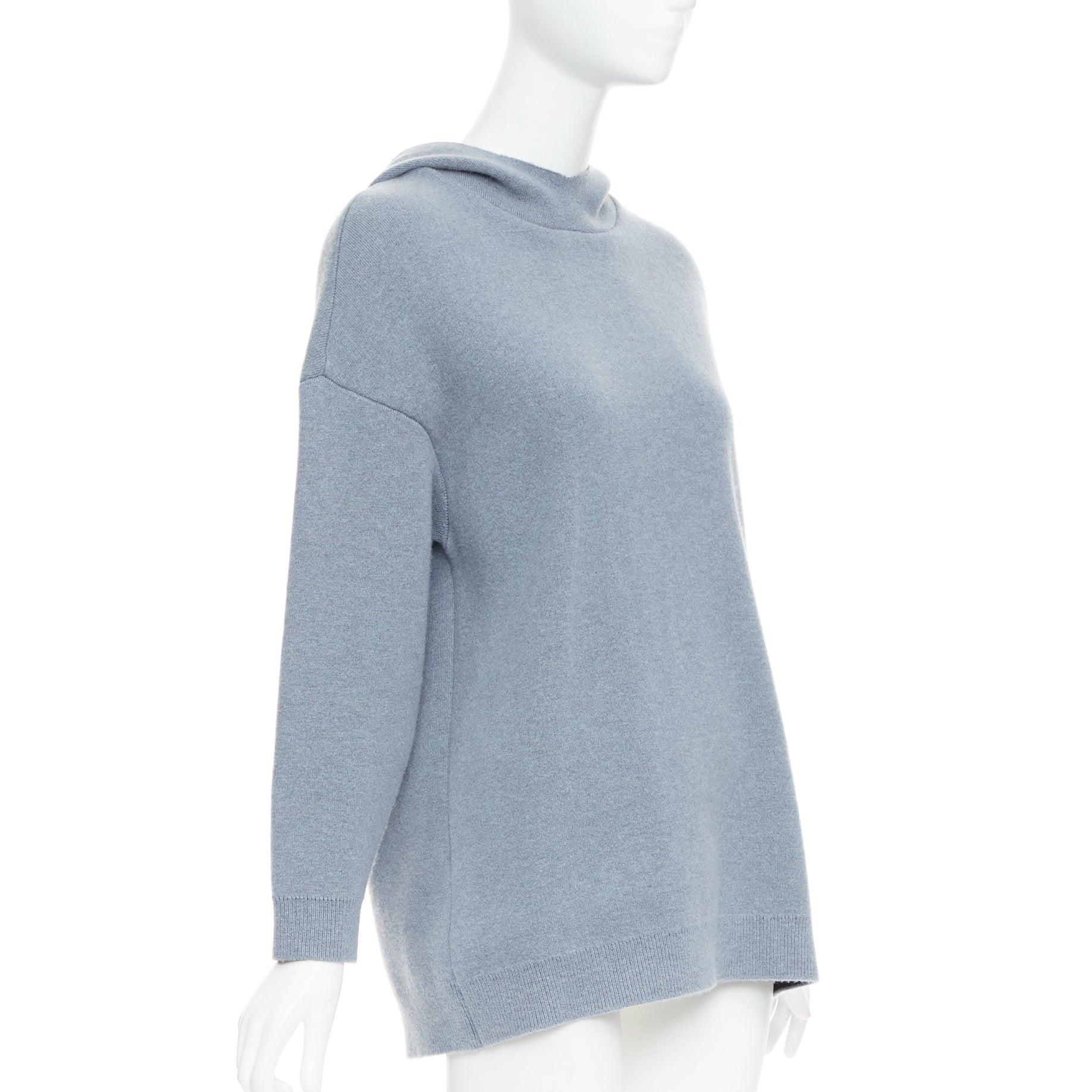 Gray CHRISTIAN DIOR J'adior 8 blue cashmere blend dropped sleeves hoodie FR34 XS For Sale