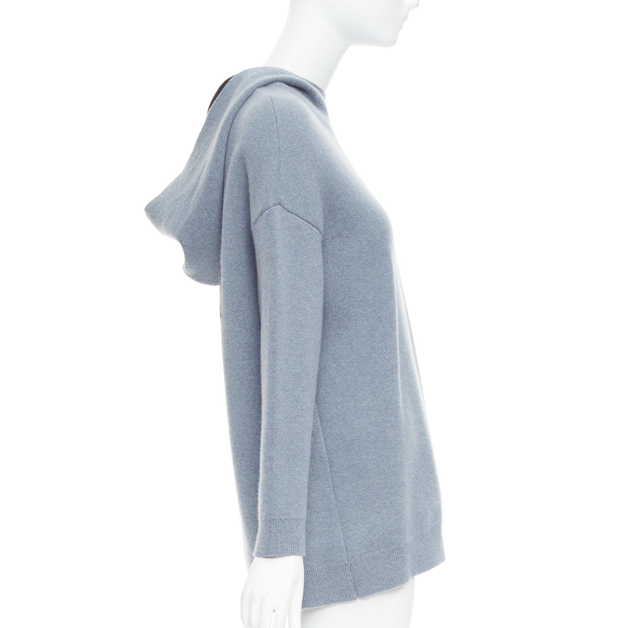 CHRISTIAN DIOR J'adior 8 blue cashmere blend dropped sleeves hoodie FR34 XS In Excellent Condition For Sale In Hong Kong, NT